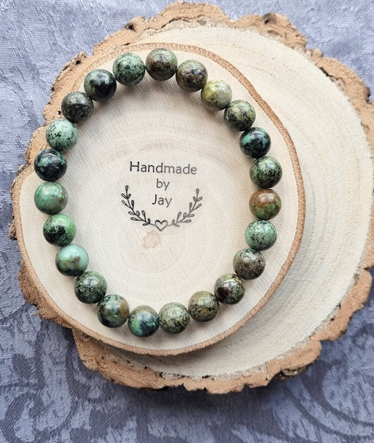 8mm Serpentine for Heart, Detox and Protection Crystal Gemstone Beaded Bracelet