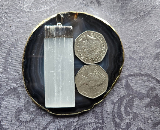 AAA Natural Selenite Crystal Gemstone Pendant Crown Chakra