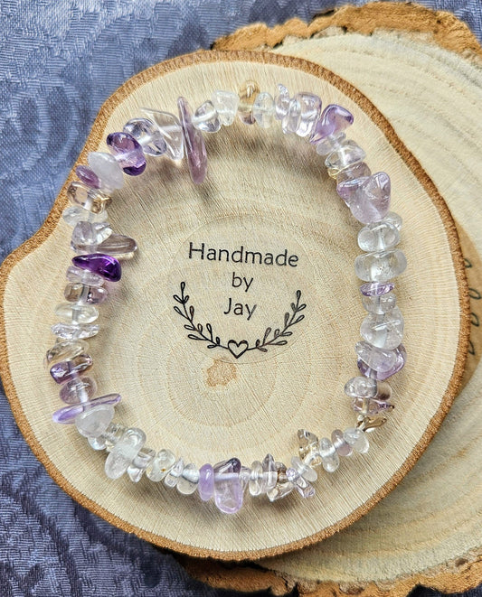 Natural Ametrine for Cleansing Gemstone Beaded Bracelet Reiki Chakra