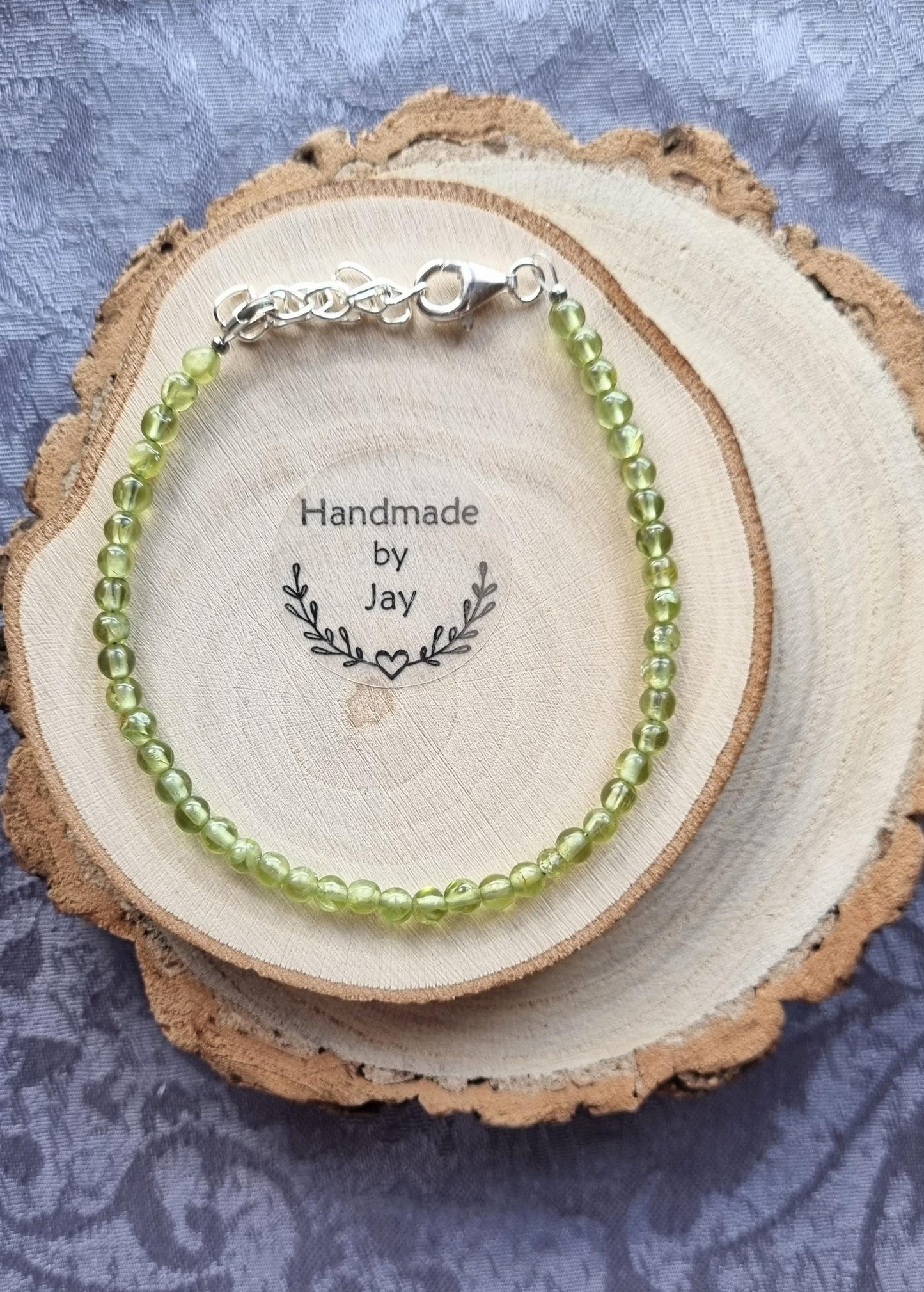 3mm Peridot Bracelet: 925 Sterling Silver, Crystal Healing Support