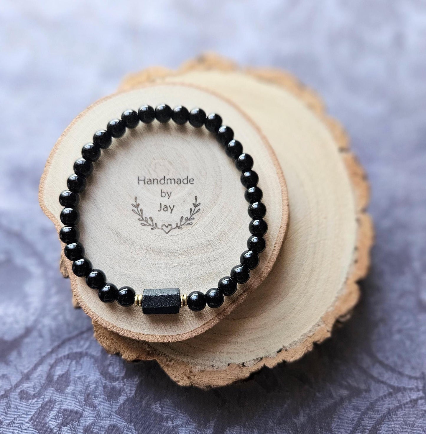 Handmade Black Tourmaline Crystal Bracelet: Grounding, Detox & Metabolism