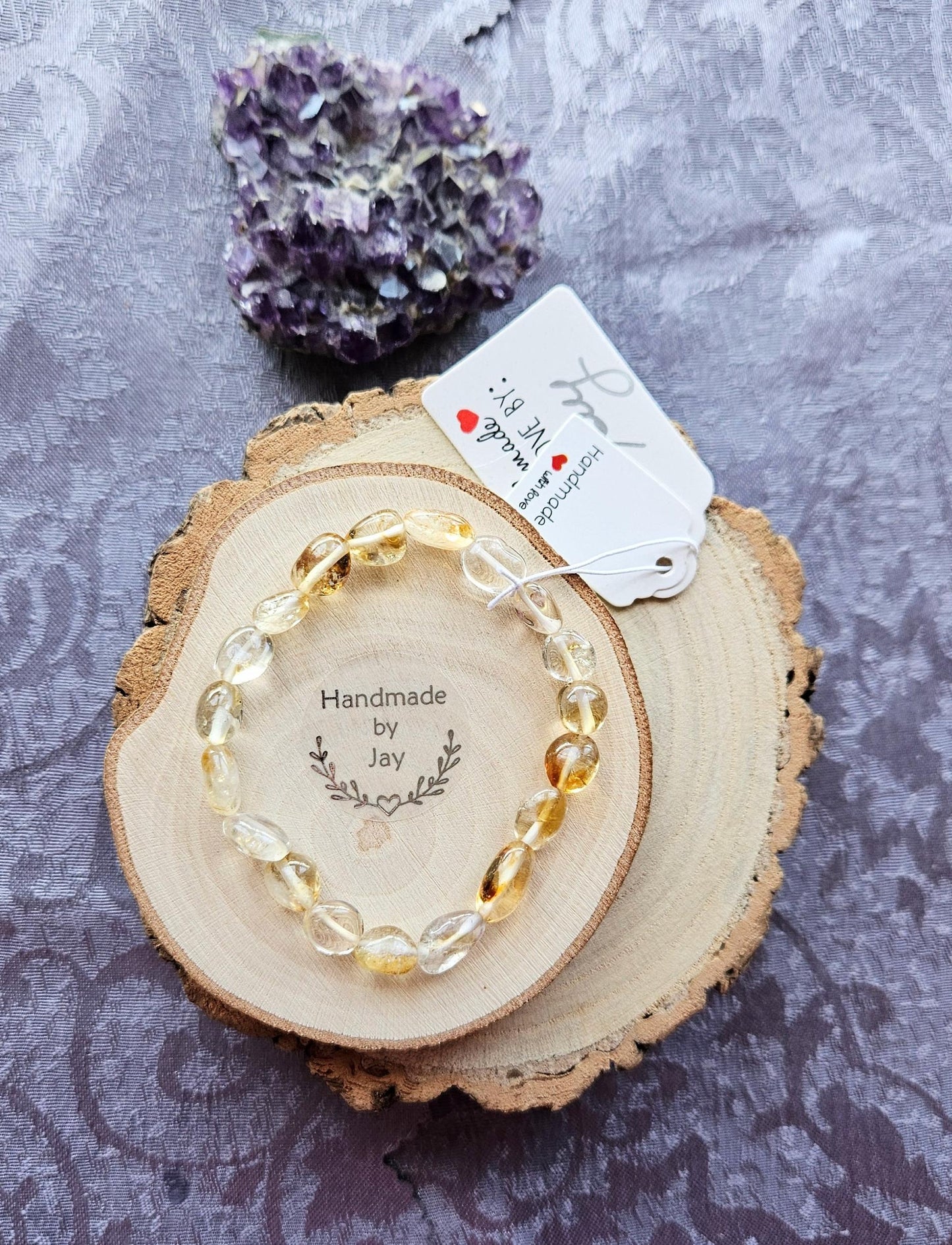 Natural Citrine Crystal Gemstone Beaded Solar Plexus Chakra Bracelet