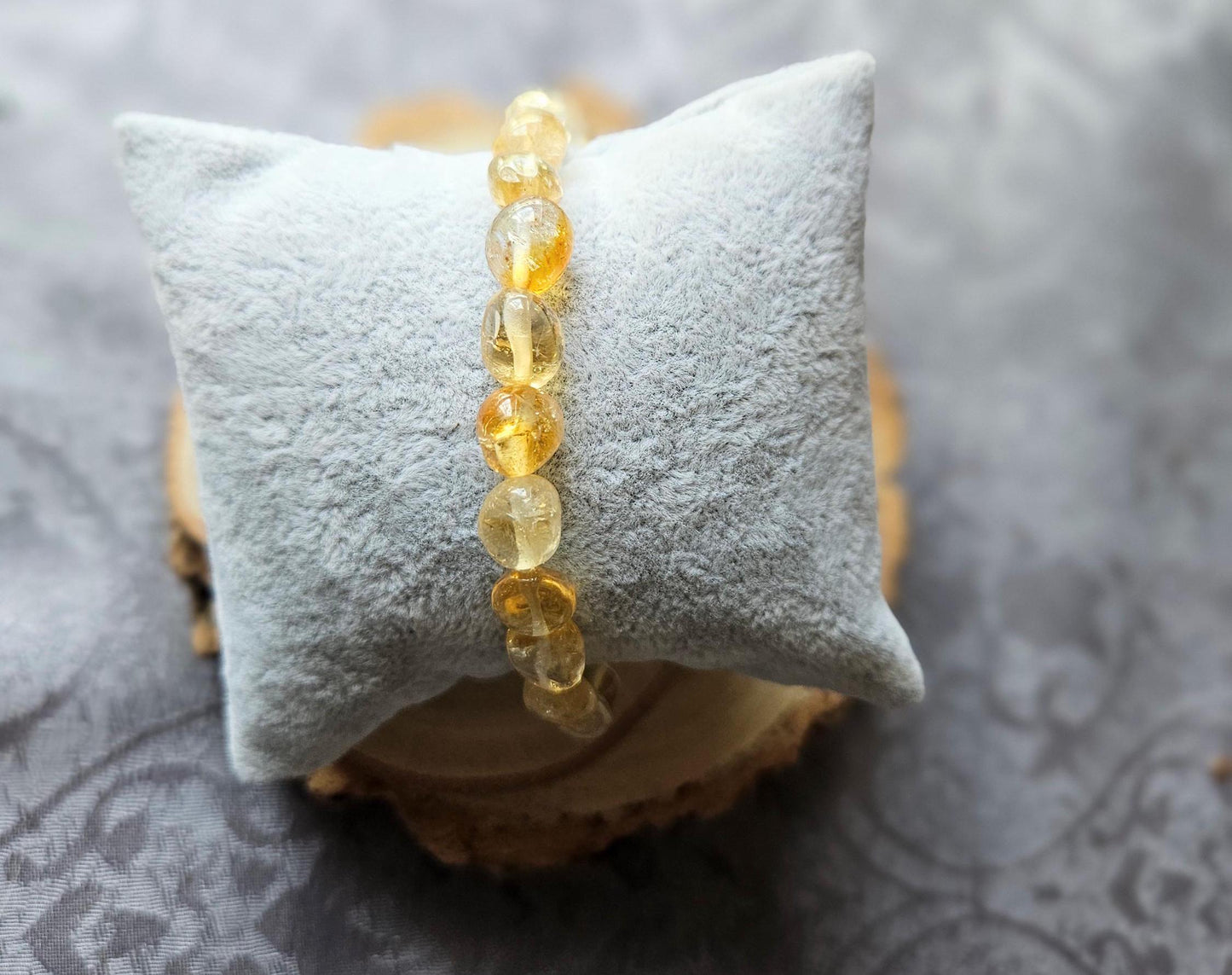 Natural Citrine Crystal Gemstone Beaded Solar Plexus Chakra Bracelet