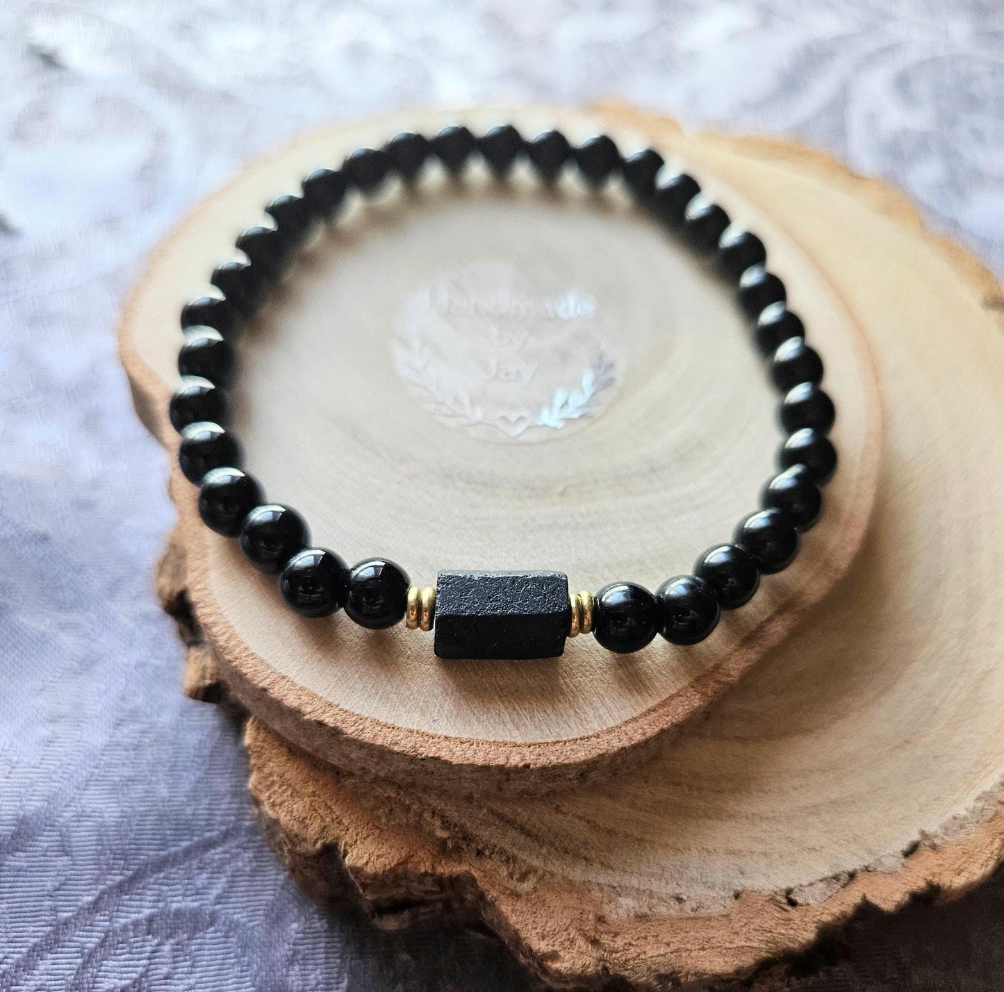 Handmade Black Tourmaline Crystal Bracelet: Grounding, Detox & Metabolism