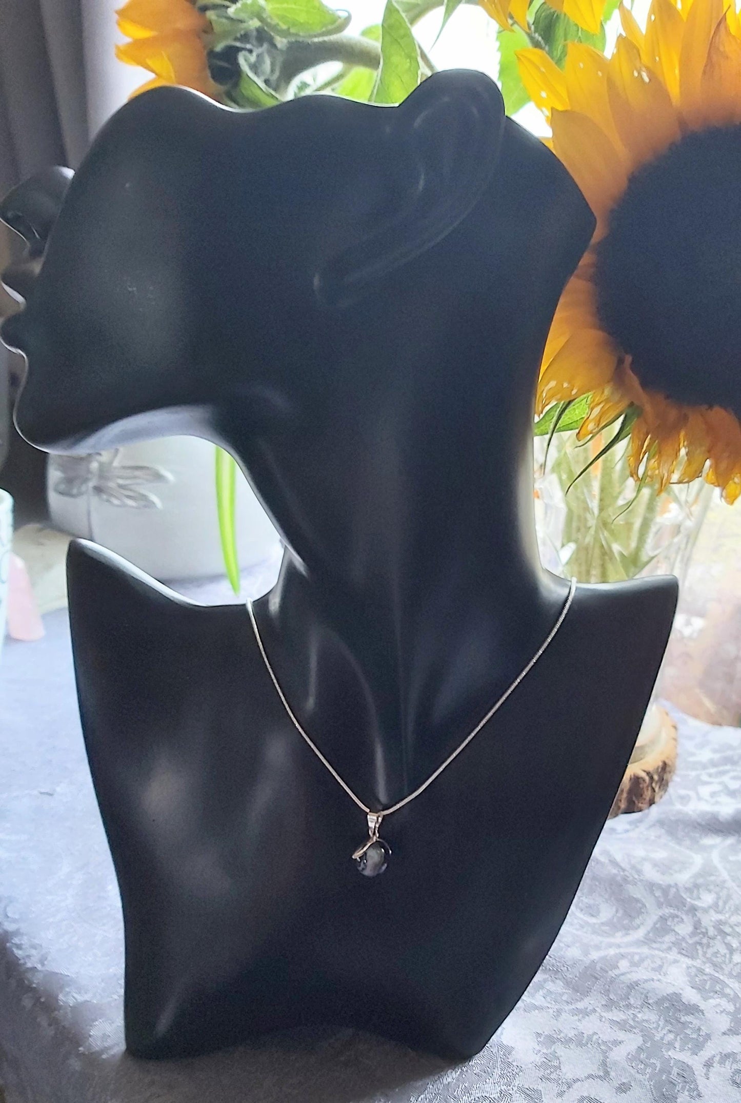 Natural Sardonyx Crystal Gemstone Pendant on Silver Chain