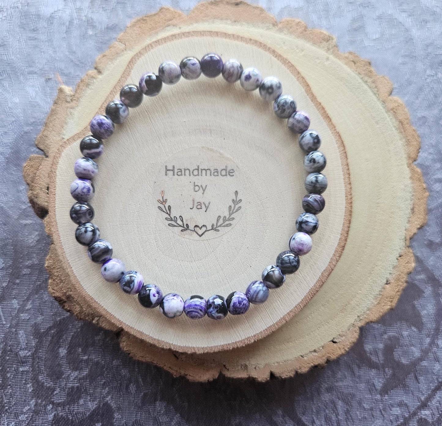 AAA rare 5mm Sodalite and Purple Flame Agate Crystal Beaded Bracelet