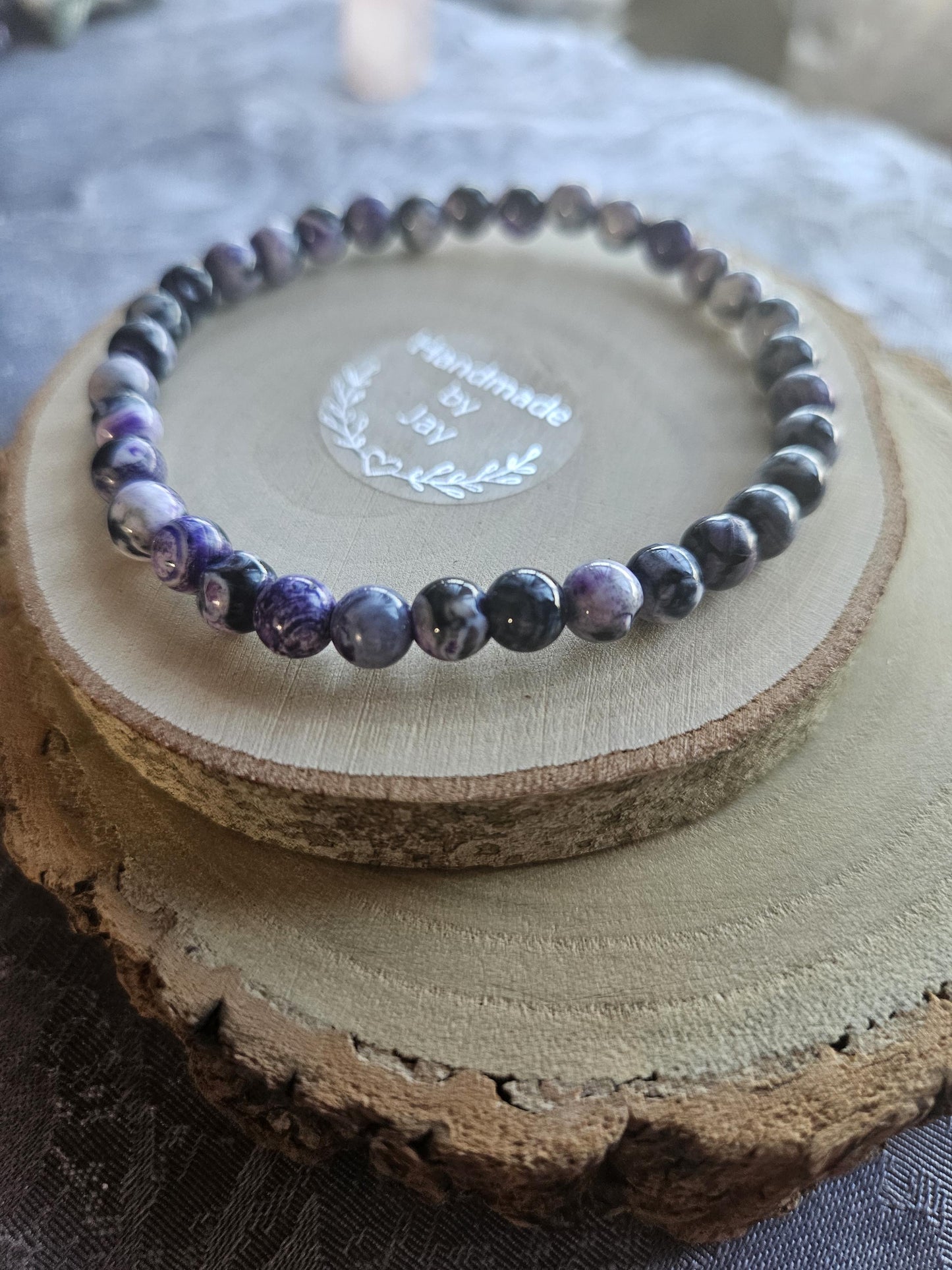 AAA rare 5mm Purple Flame Agate Crystal Beaded Bracelet