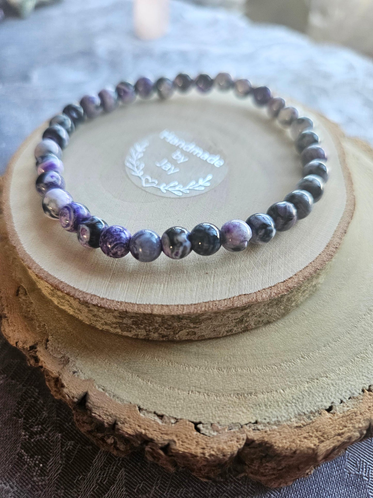 AAA rare 5mm Purple Flame Agate Crystal Beaded Bracelet