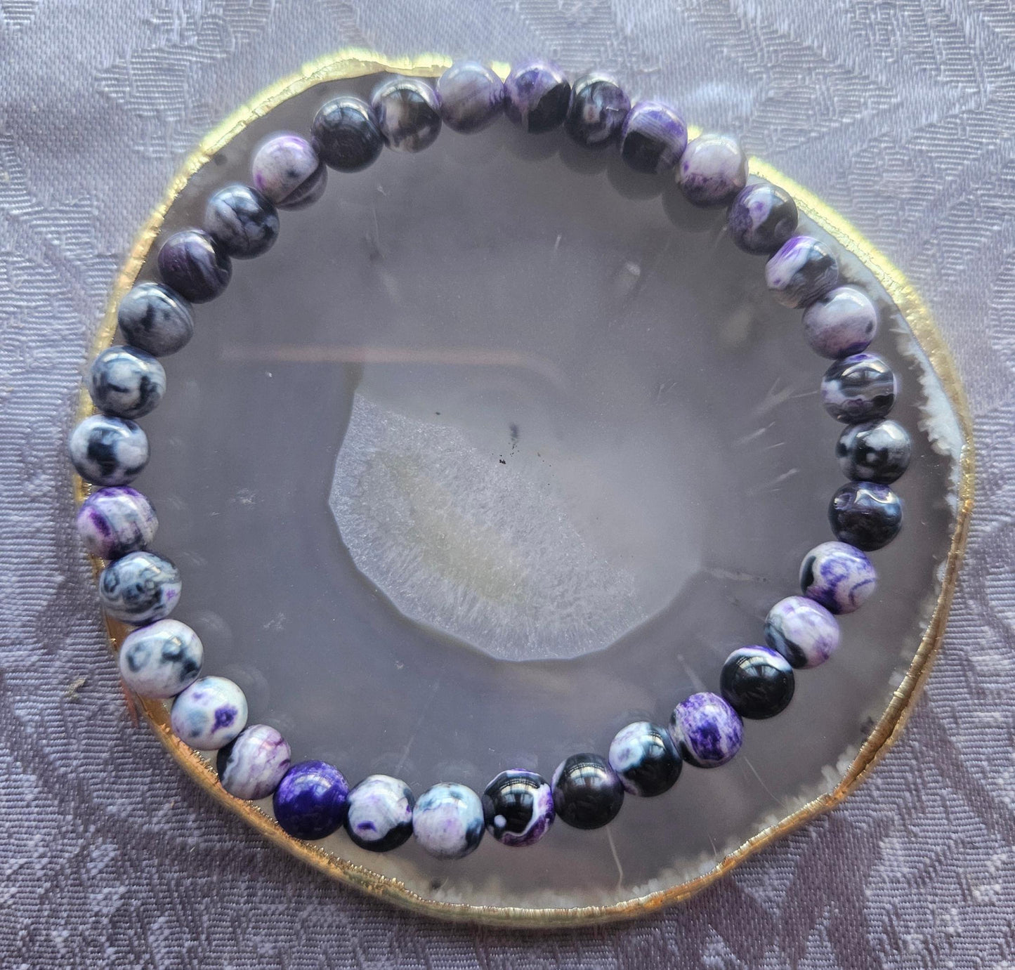 AAA rare 5mm Purple Flame Agate Crystal Beaded Bracelet