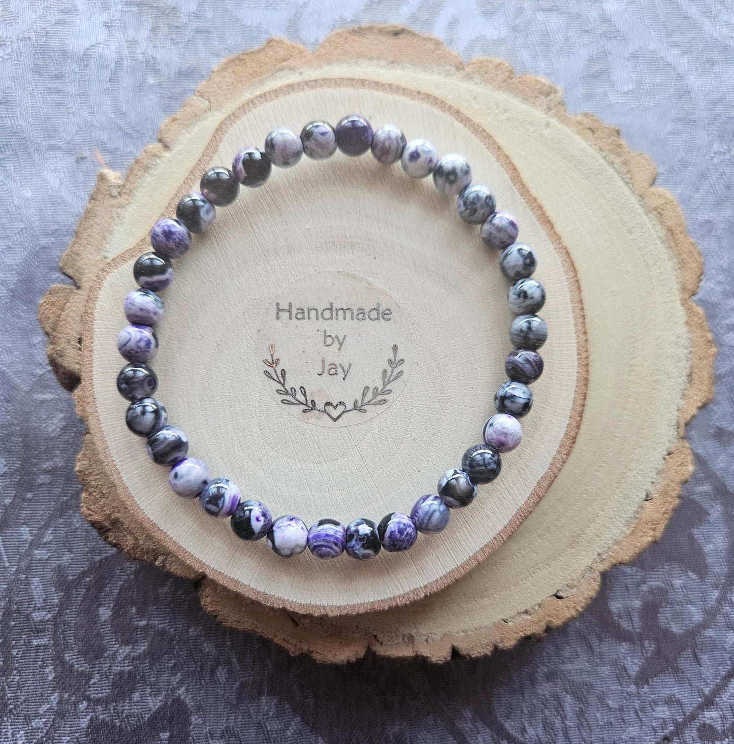 AAA rare 5mm Purple Flame Agate Crystal Beaded Bracelet