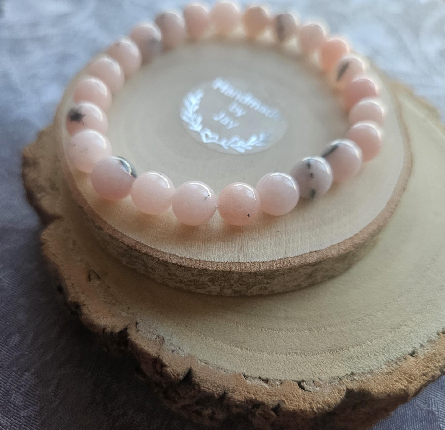 8mm Natural Pink Opal Calming, Fertility, Menopause and Helps with Balancing Hormones Crystal Beaded Gemstone Bracelet