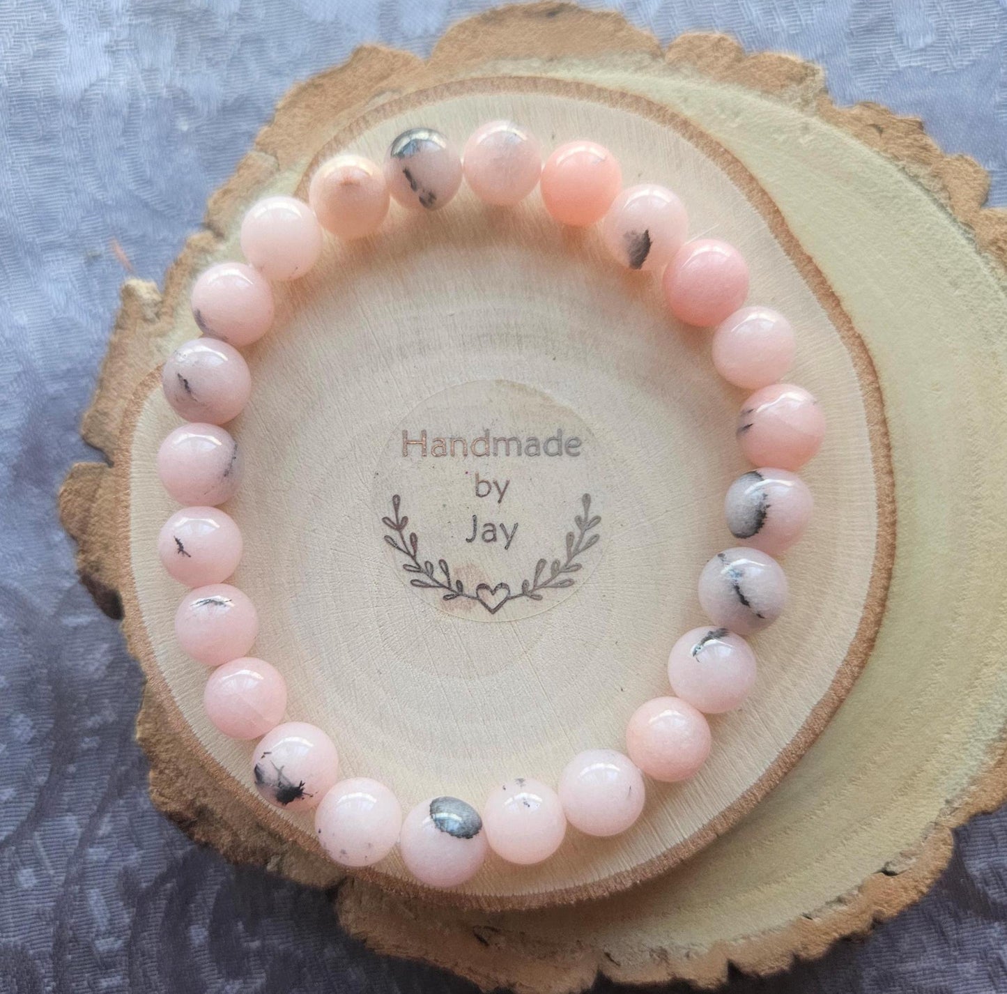 8mm Natural Pink Opal Calming, Fertility, Menopause and Helps with Balancing Hormones Crystal Beaded Gemstone Bracelet