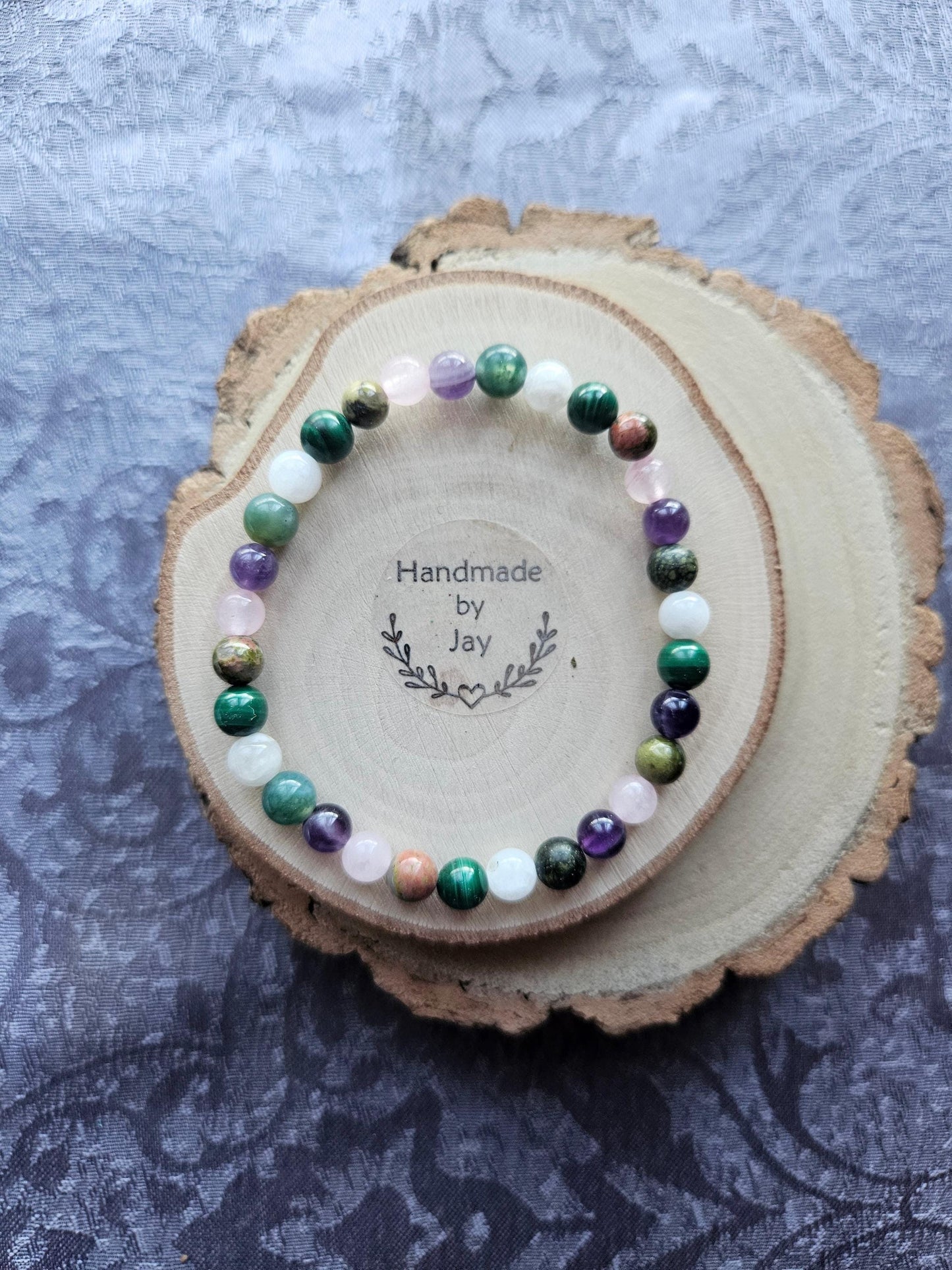 Pregnancy Crystal Bracelet: Amethyst, Moonstone, Rose Quartz