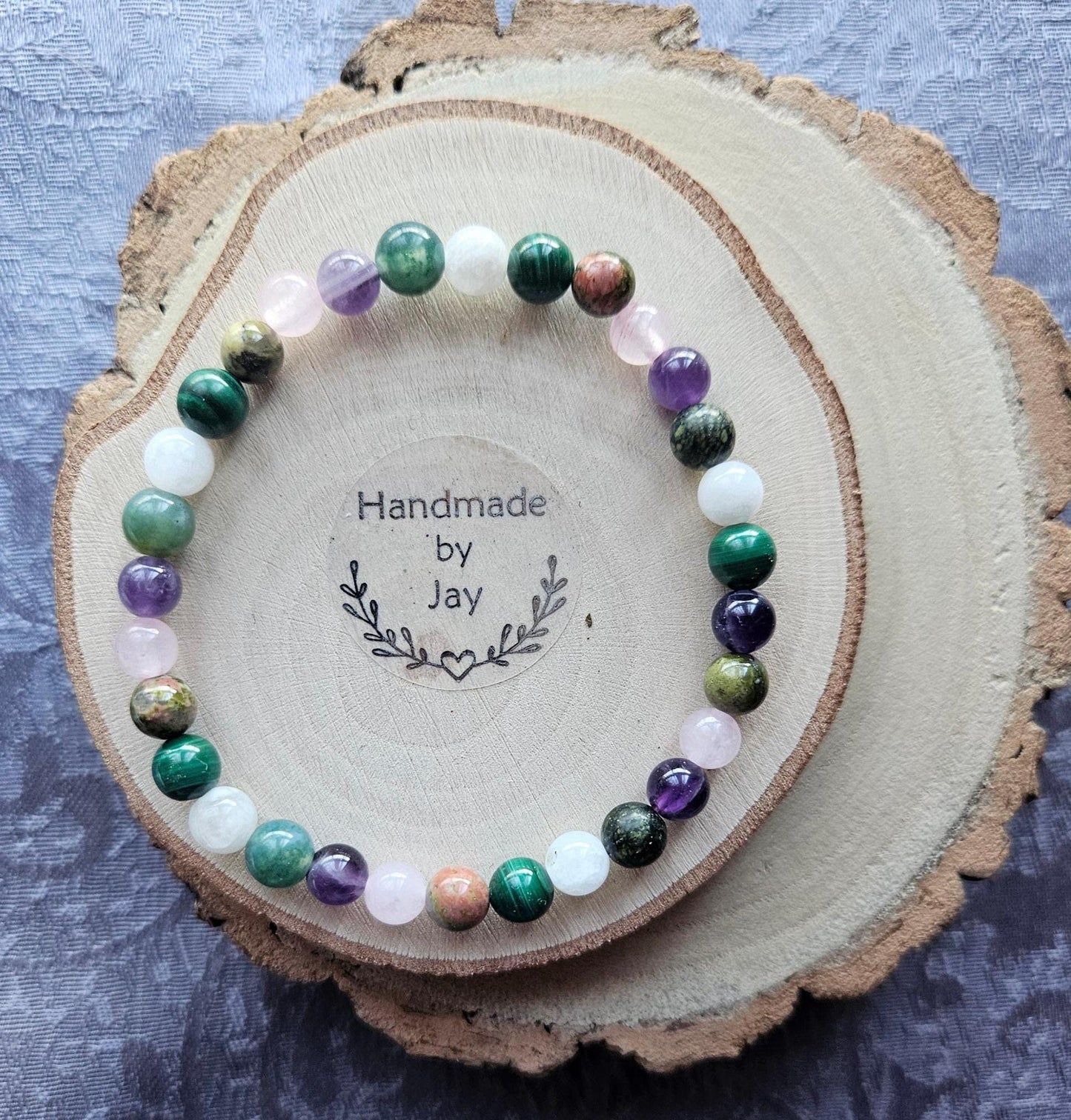 Pregnancy Crystal Bracelet: Amethyst, Moonstone, Rose Quartz