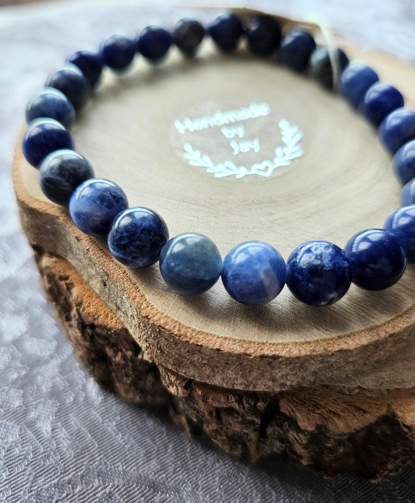 8mm Sodalite Crystal Gemstone Beaded Bracelet