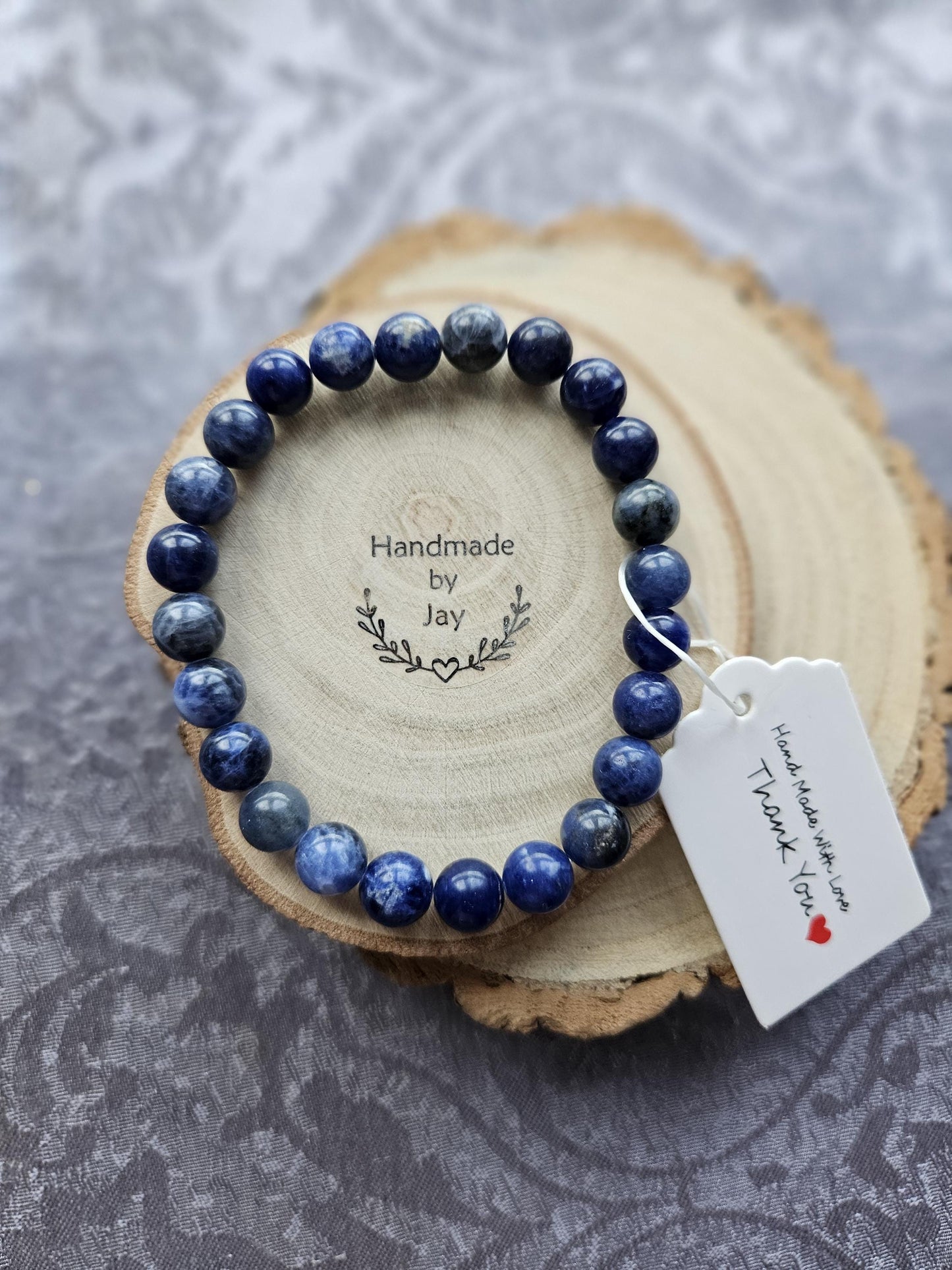 8mm Sodalite Crystal Gemstone Beaded Bracelet