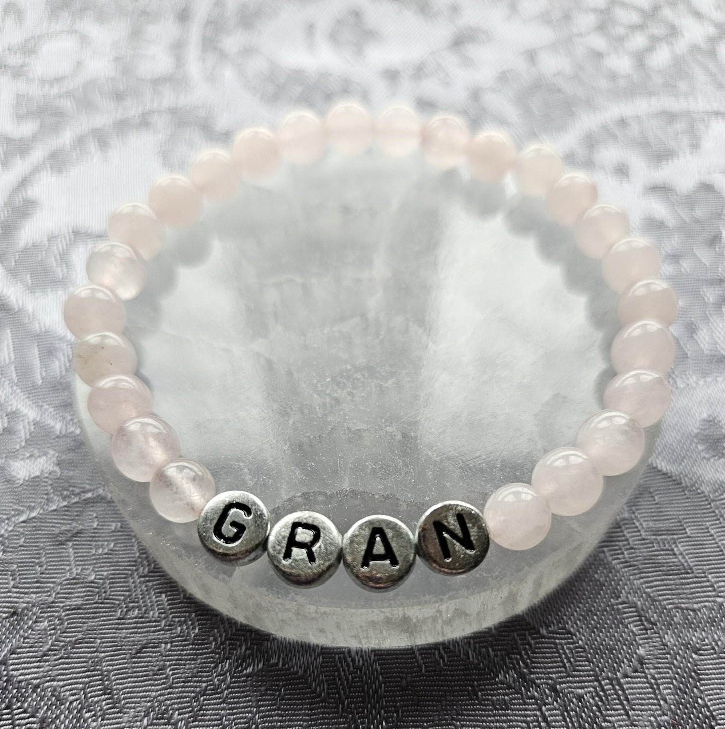 Personalized Gemstone Bracelet: Rose Quartz, Rhodochrosite & Rhodonite