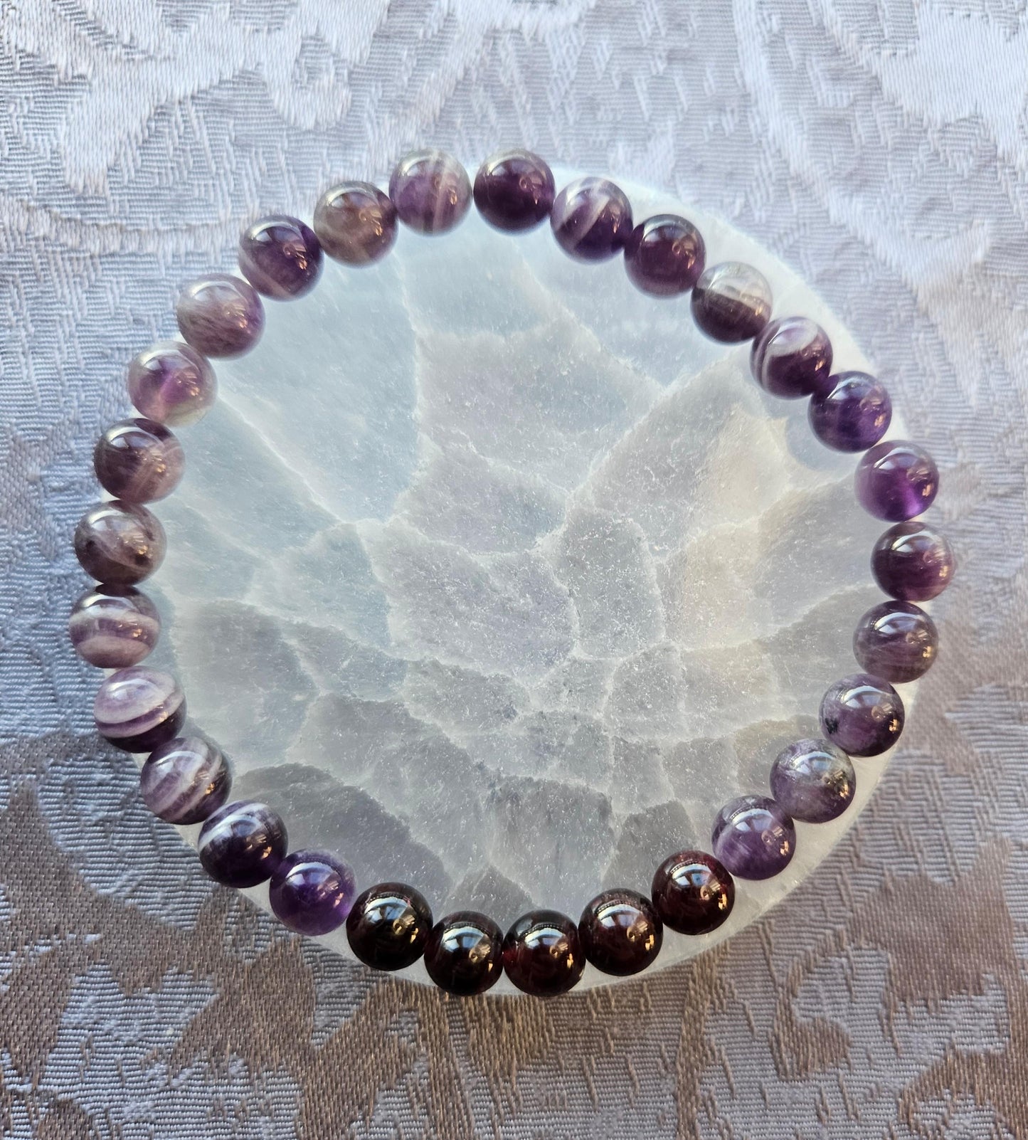Natural Garnet and Amethyst Crystal Beaded Gemstone Bracelet Jewellery