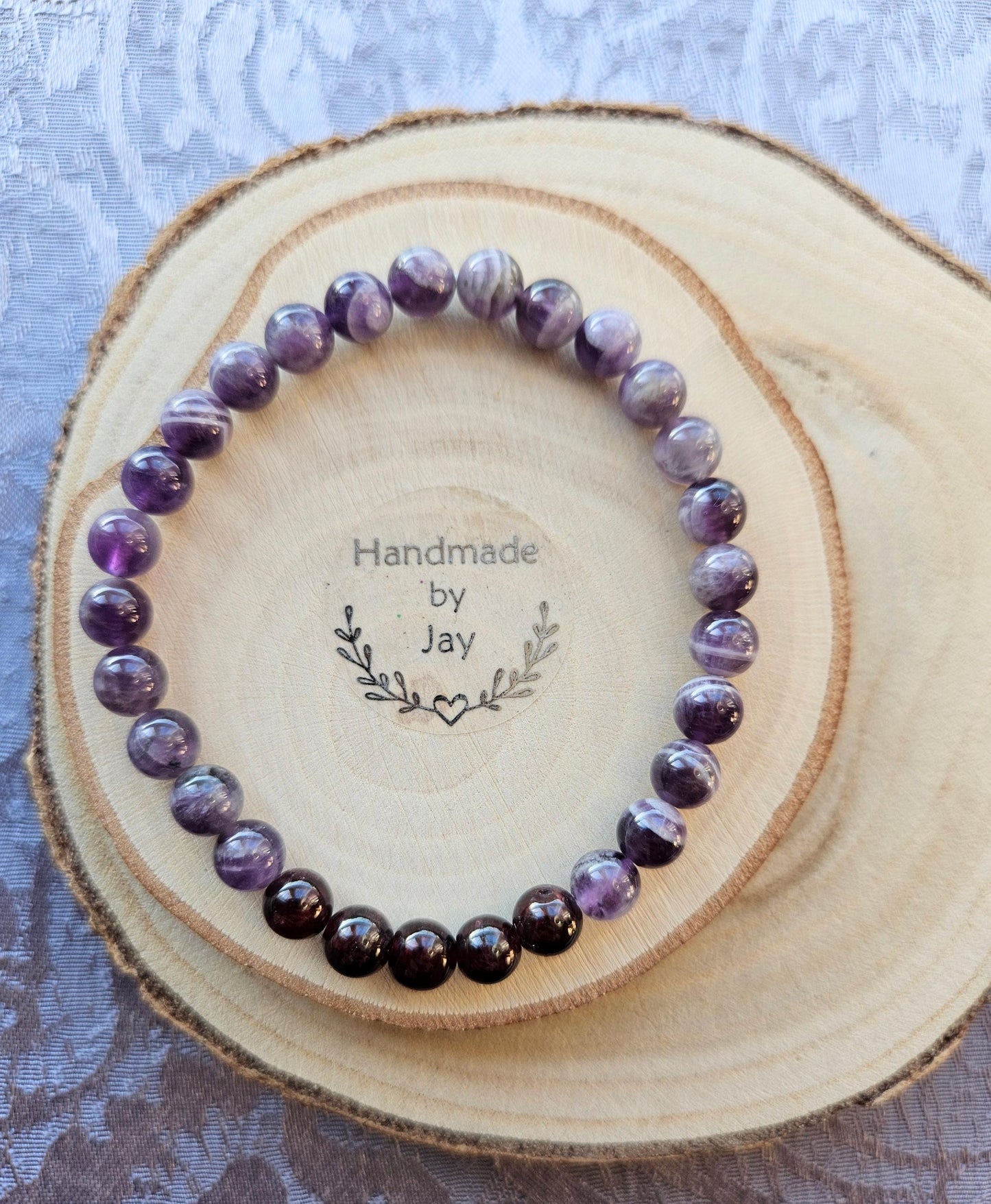 Natural Garnet and Amethyst Crystal Beaded Gemstone Bracelet Jewellery