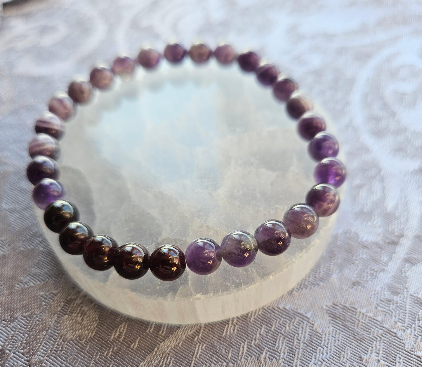Natural Garnet and Amethyst Crystal Beaded Gemstone Bracelet Jewellery