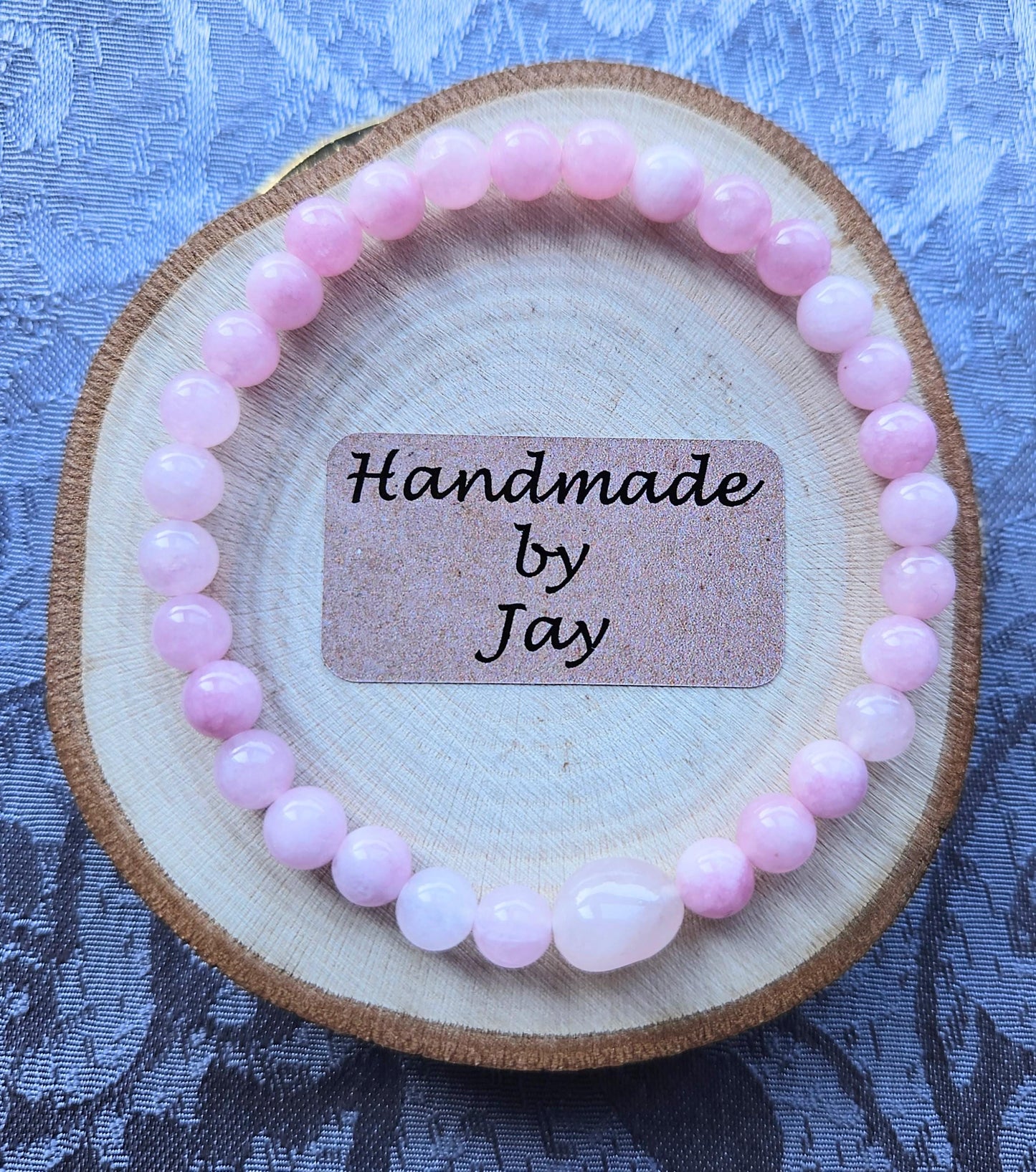 AAA Quality Kunzite and Rose Quartz Crystal Beaded Gemstone Bracelet Heart Chakra