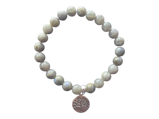 Labradorite Crystal Beaded Bracelet: Tree of Life Charm Jewellery