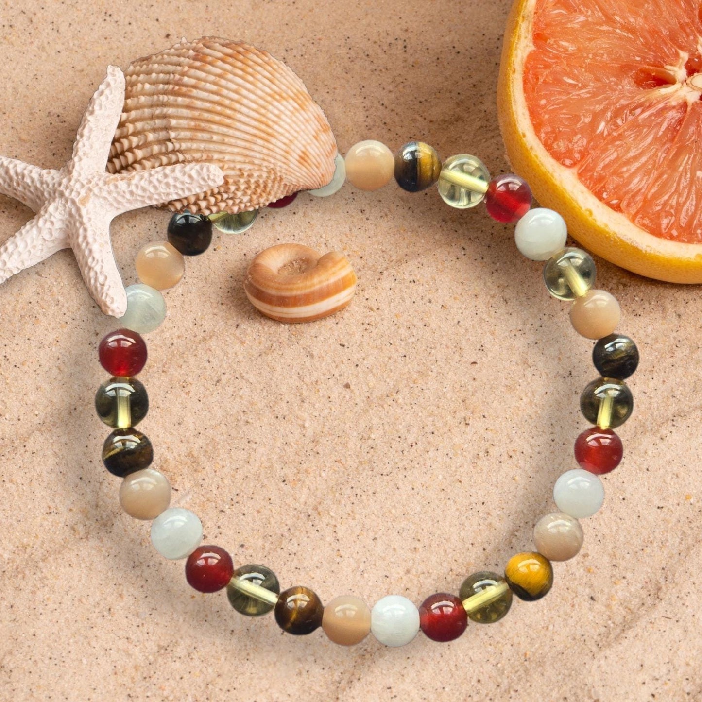 Sacral Chakra and Solar Plexus Bracelet.  Crystal Healing. Gemstone Beaded Bracelet.  Gifts for Her.