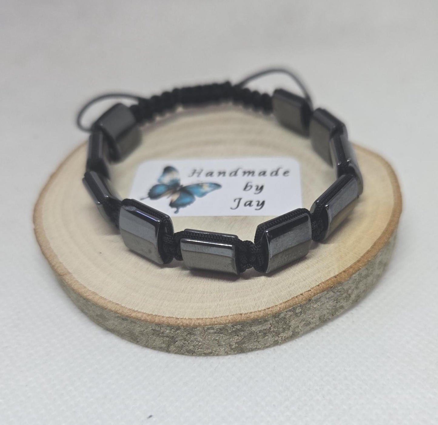 Hematite Crystal Beaded Bracelet: Unisex Gemstone Jewelry