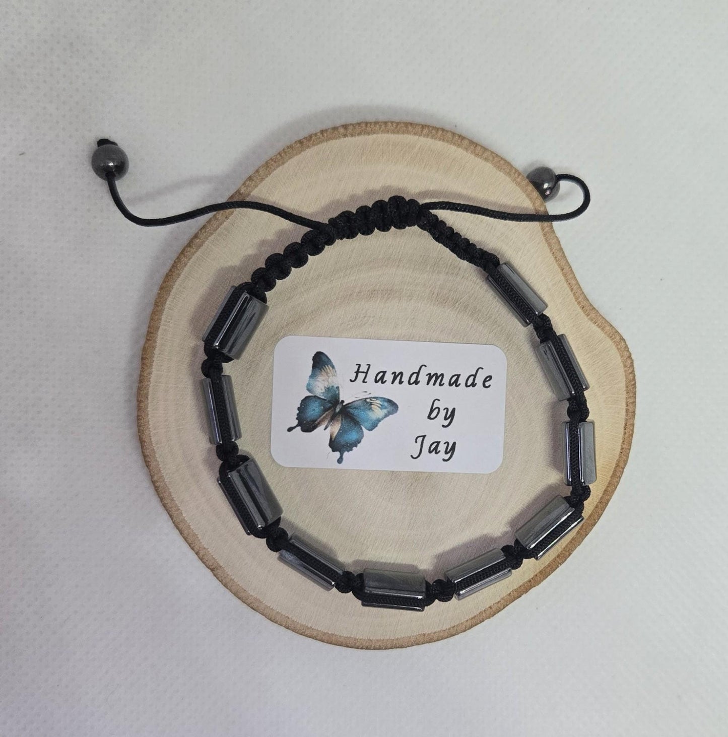 Hematite Crystal Beaded Bracelet: Unisex Gemstone Jewelry