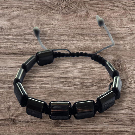 Hematite Crystal Beaded Bracelet: Unisex Healing Gemstone Jewelry