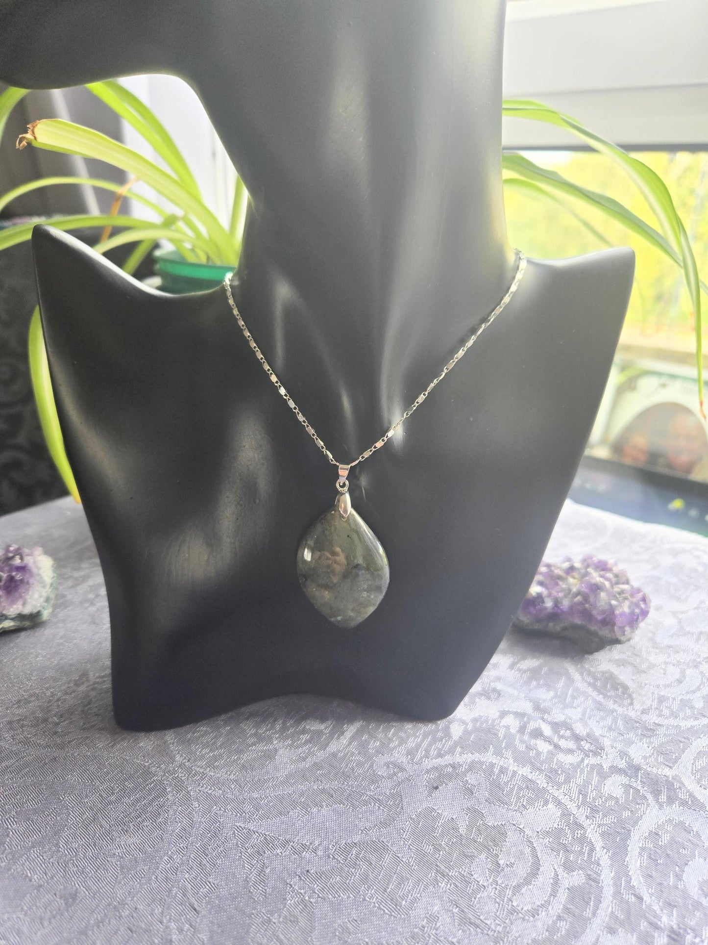 Natural Large Labradorite Crystal Gemstone Pendant