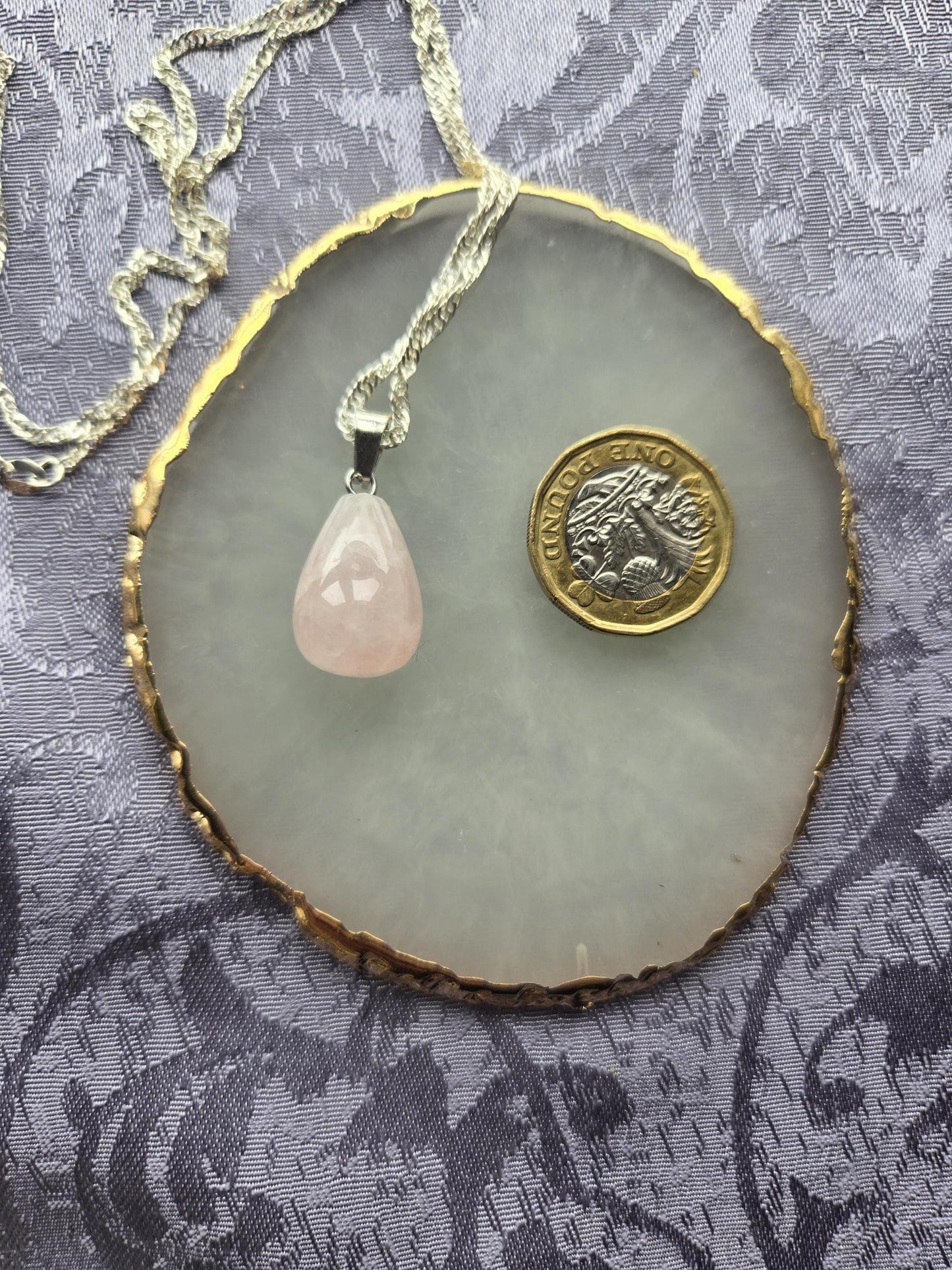Rose Quartz for Love & Self-Esteem  Pear Shape Crystal Heart Chakra Pendant