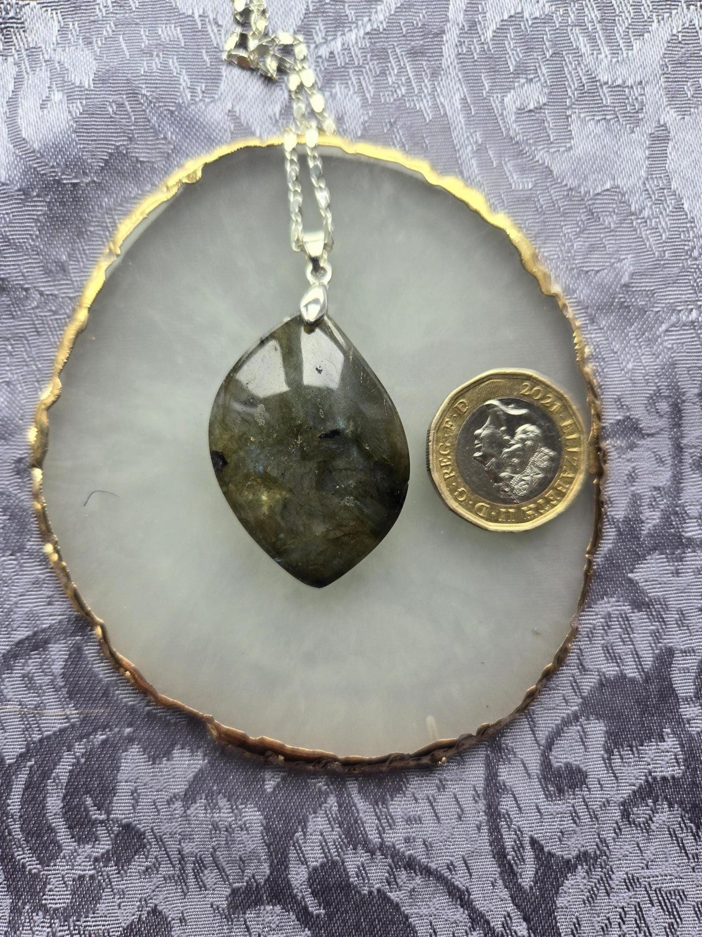 Natural Large Labradorite Crystal Gemstone Pendant