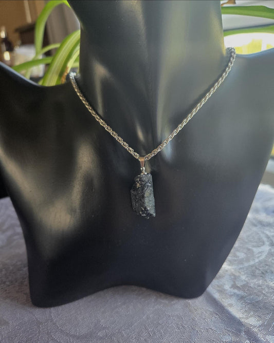 Natural Black Tourmaline Protection Crystal Healing Gemstone Pendant