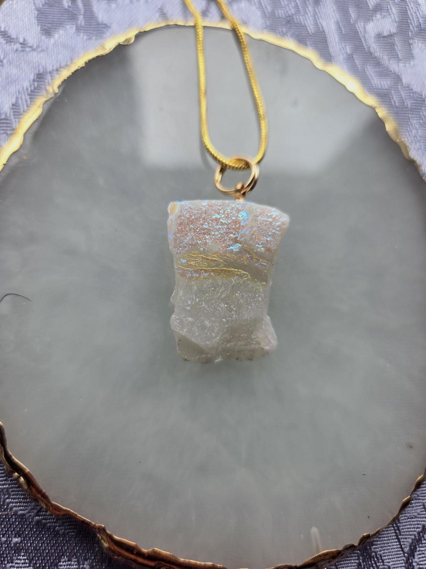 Rainbow Moonstone Pendant: Handmade Crystal Healing Jewelry