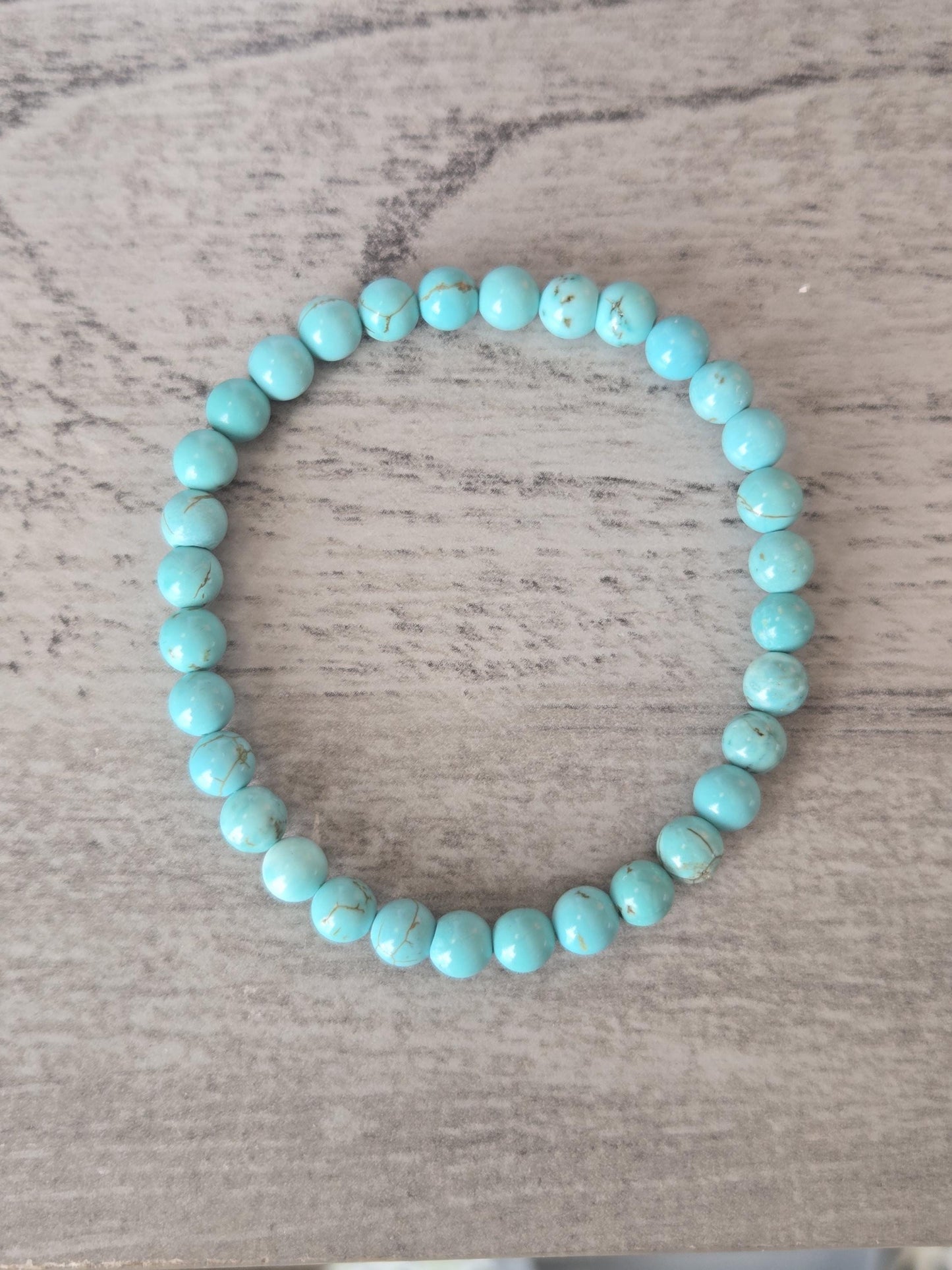 6mm Turquoise Crystal Gemstone Elasticated Beaded Bracelet Throat Chakra