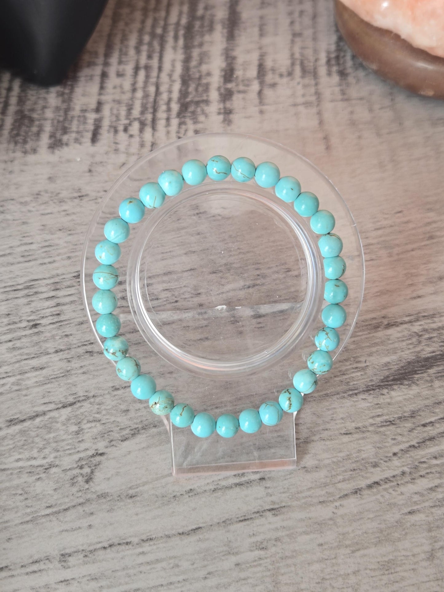 6mm Turquoise Crystal Gemstone Elasticated Beaded Bracelet Throat Chakra