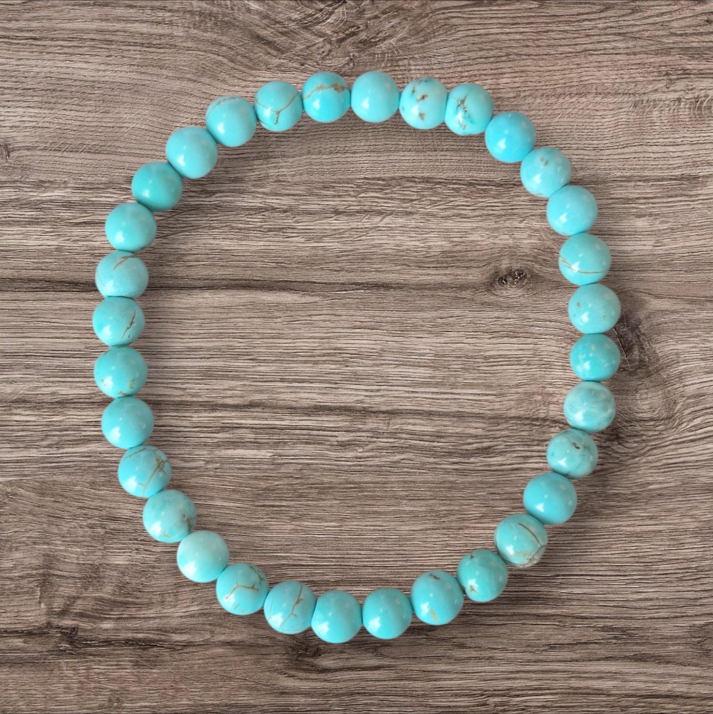 6mm Turquoise Crystal Gemstone Elasticated Beaded Bracelet Throat Chakra