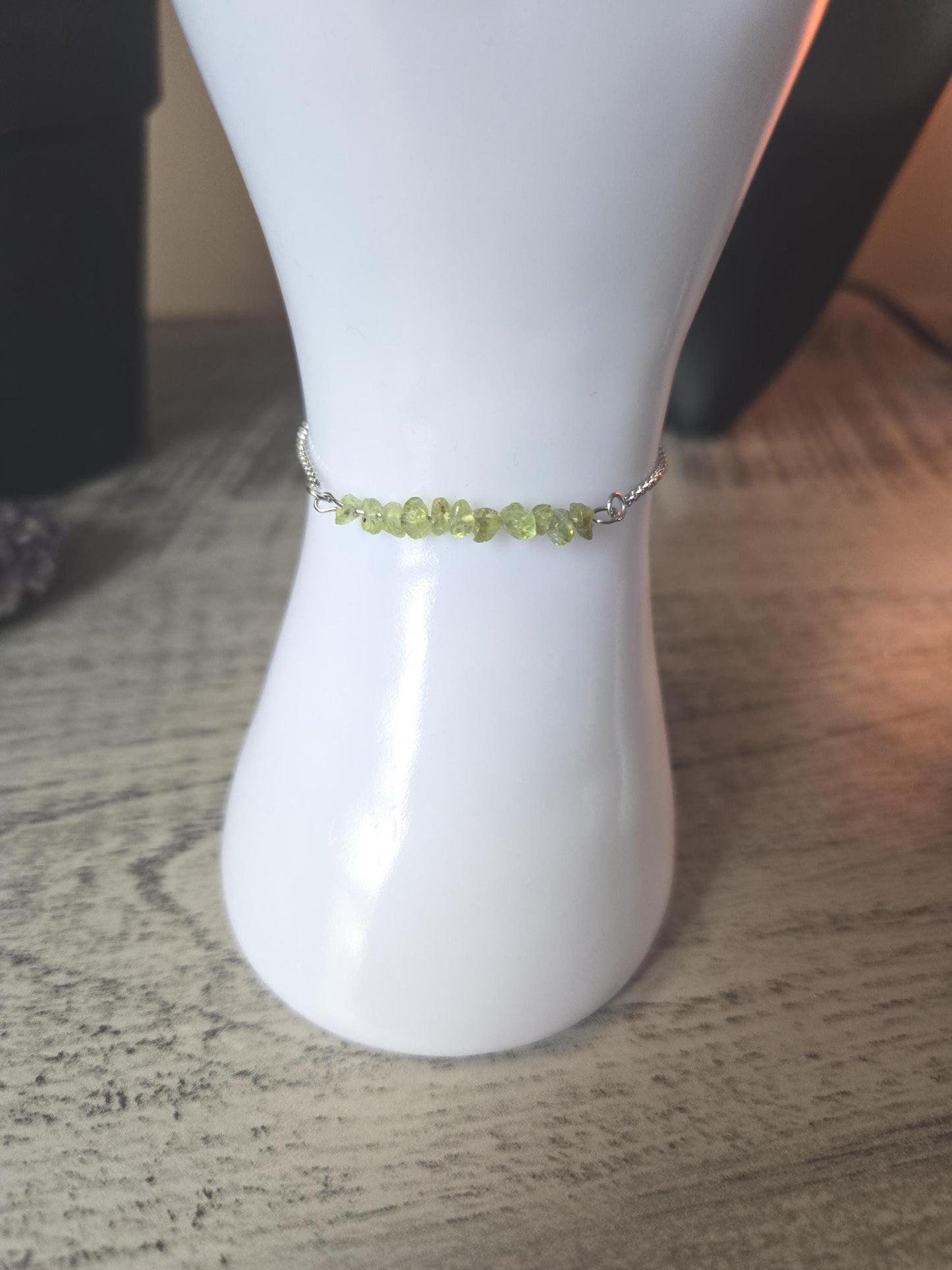 Peridot  Crystal Healing Gemstone Bracelet Stainless Steel