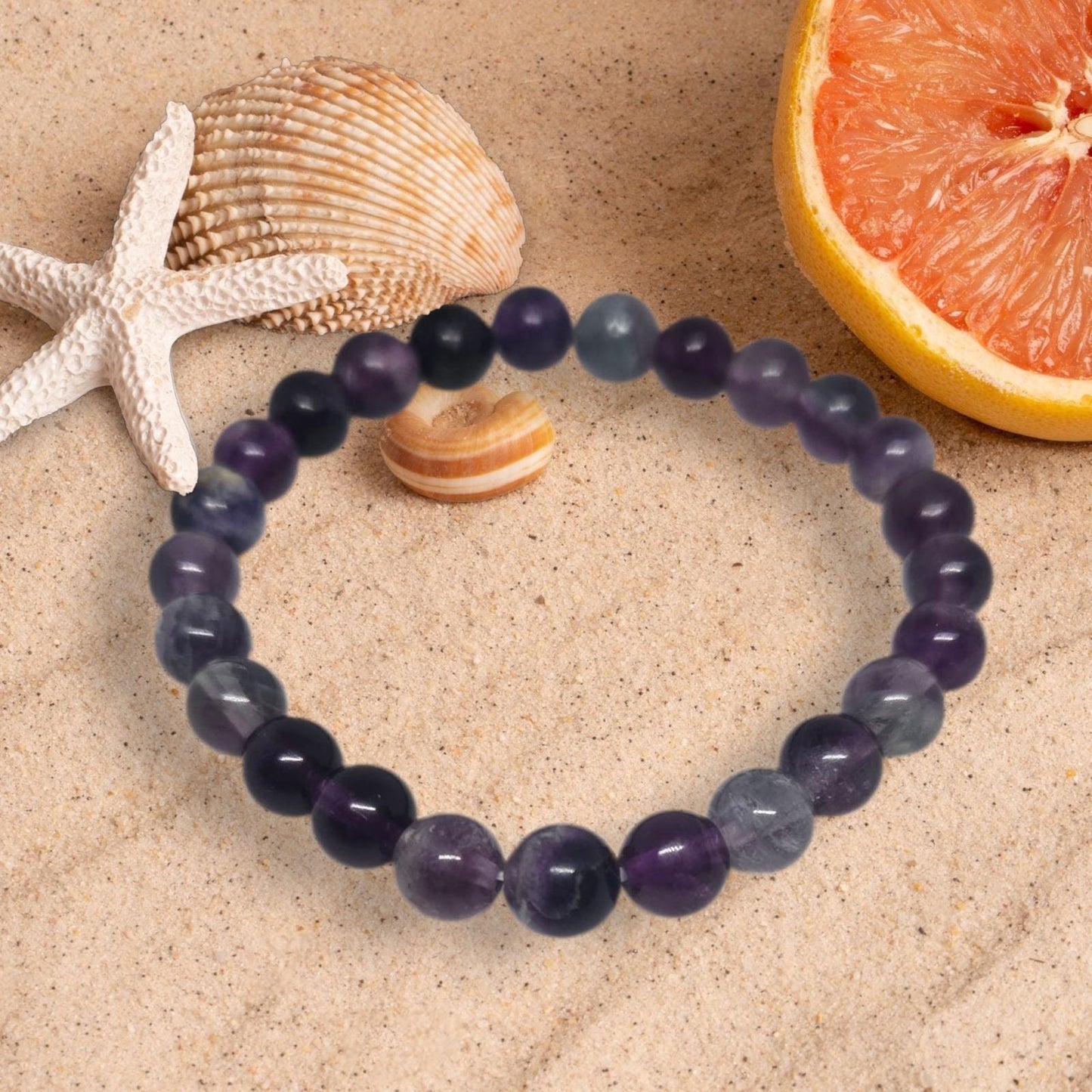 Purple Fluorite Crystal Bracelet: Healing Gemstone Jewelry, Reiki Charged