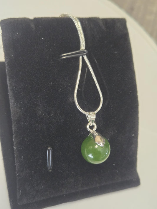 Jade for Cleansing, Detox, Anxiety and Calming Support Crystal Healing 12mm Gemstone  Beaded Pendant