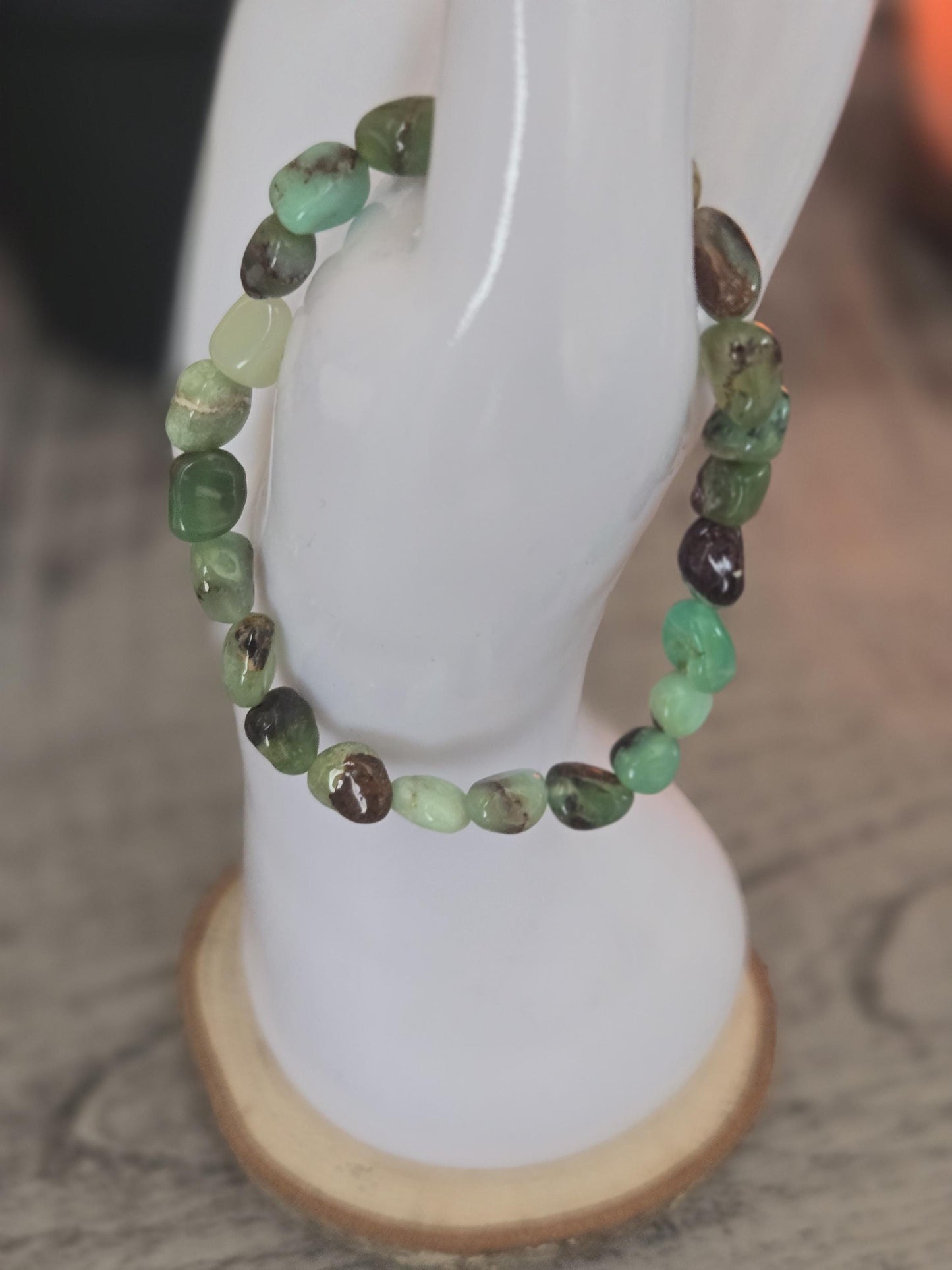 Natural Chrysoprase Crystal Gemstone Beaded Bracelet Jewellery