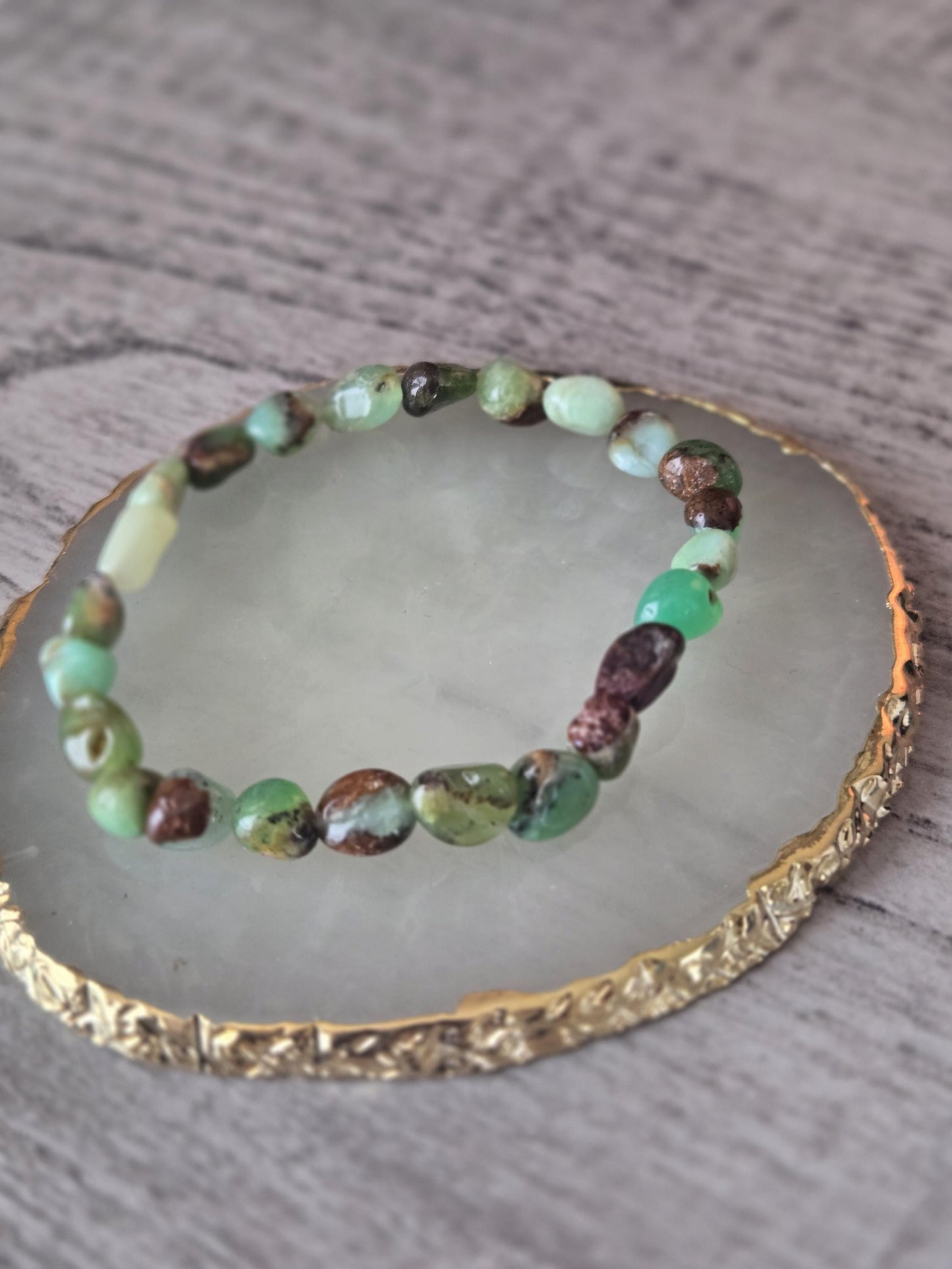 Natural Chrysoprase Crystal Gemstone Beaded Bracelet Jewellery