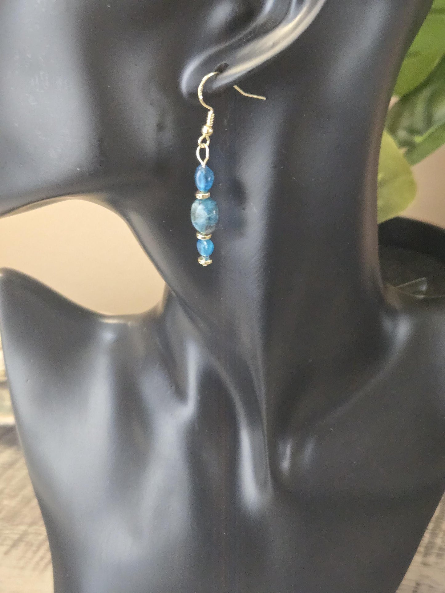 AAA Natural Apatite Crystal Stone Earrings in Gold or Silver