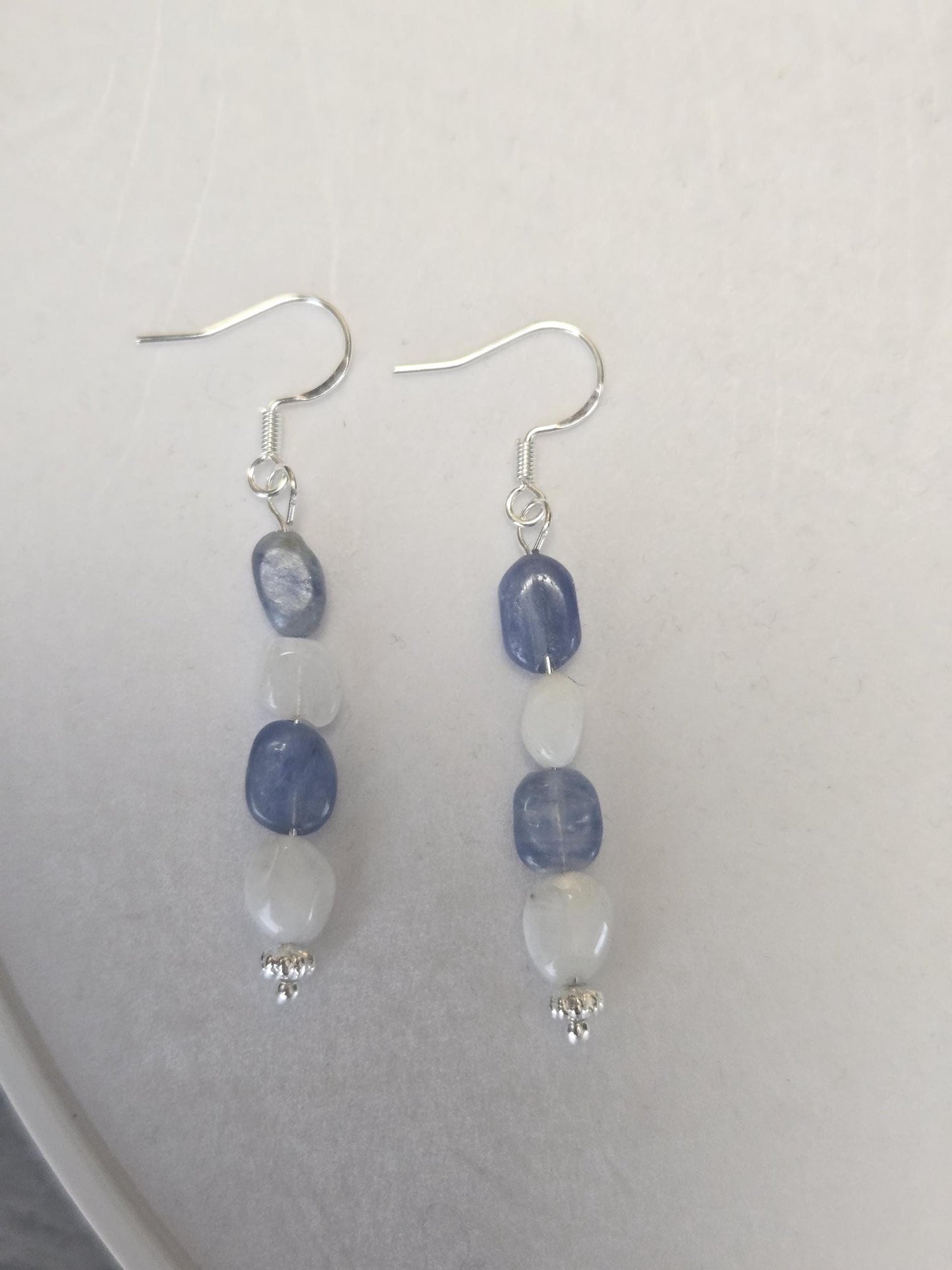 AAA Natural Kyanite and Moonstone Crystal Stone Earrings in Gold or 925 Silver