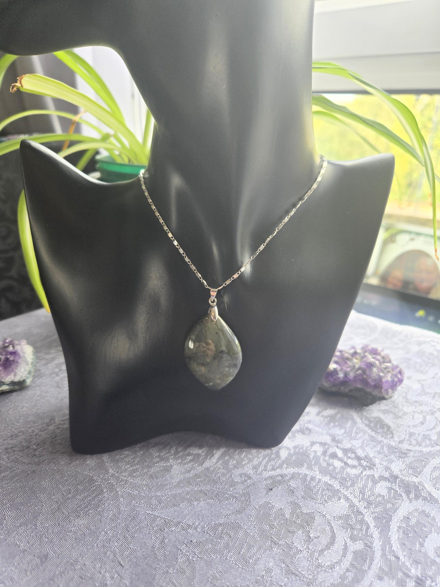 Natural Large Labradorite Crystal Gemstone Pendant