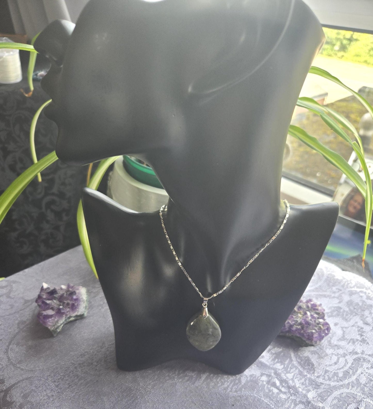 Natural Large Labradorite Crystal Healing Gemstone Pendant