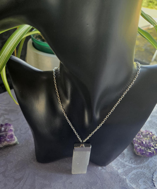 AAA Large Natural Selenite Crystal Gemstone Pendant