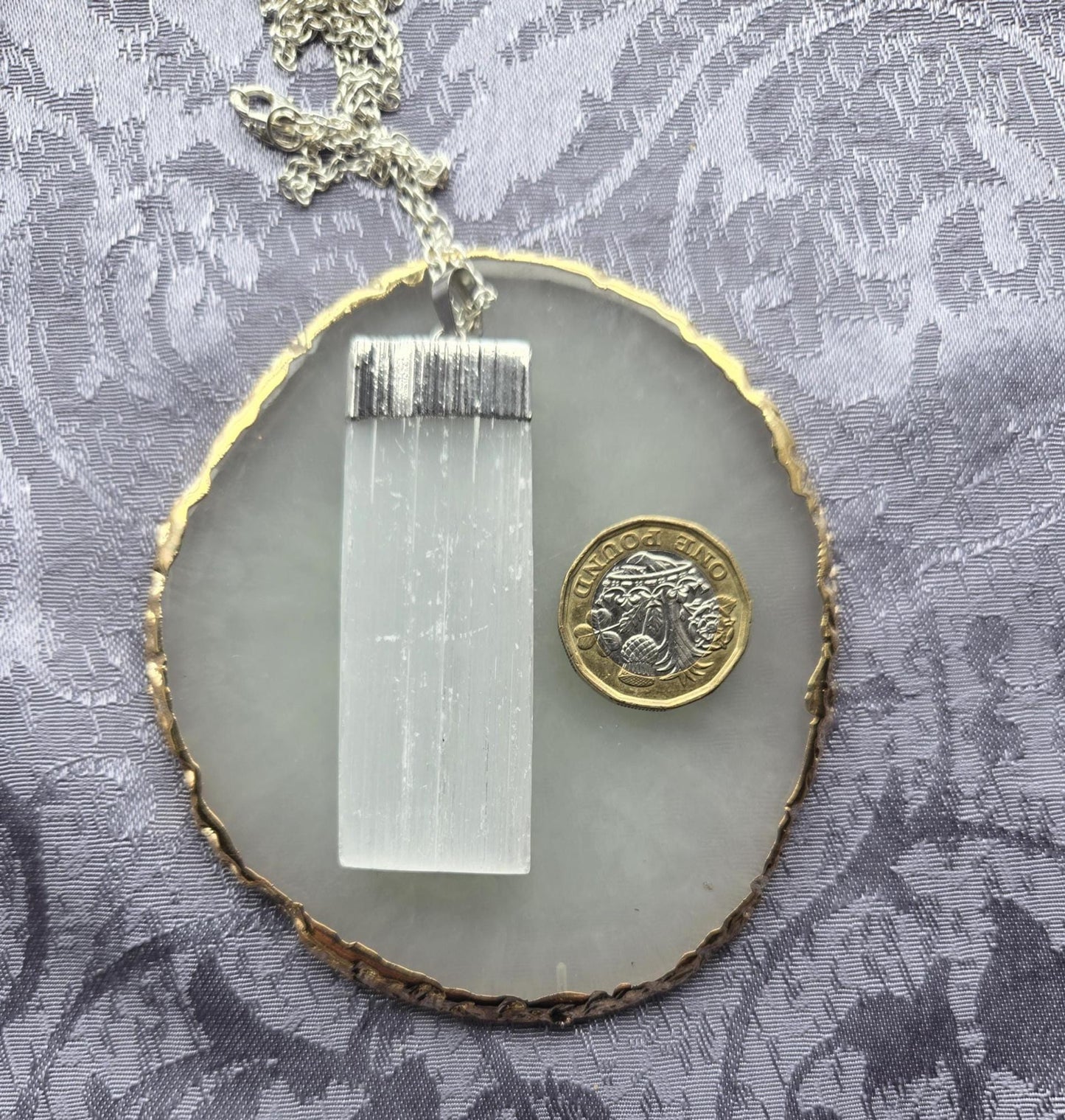AAA Large Natural Selenite Crystal Gemstone Pendant