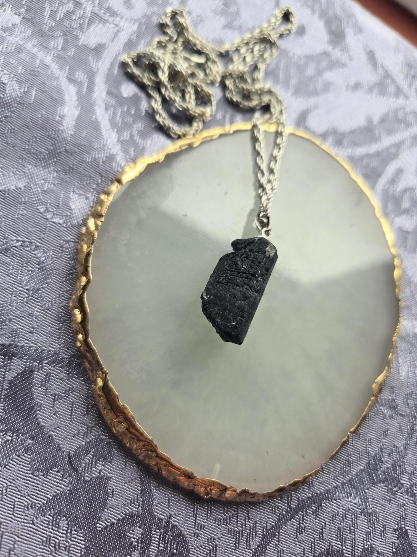 Natural Black Tourmaline Protection Crystal Gemstone Pendant